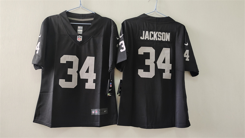 Women's Las Vegas Raiders #34 Bo Jackson Black Vapor Stitched Jersey(Run Small) Women's Las Vegas Raiders #34 Bo Jackson Black Vapor Stitched Jersey(Run Small)